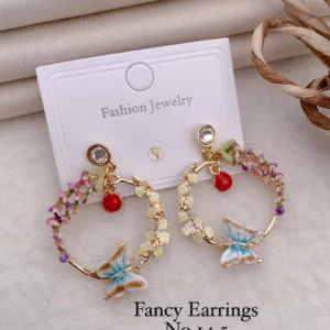 Butterfly and ladybird designer hoop earrings