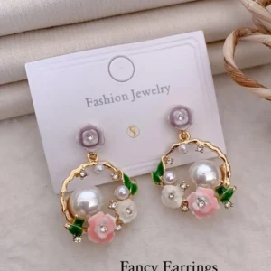 Pearl floral pastel statement earrings