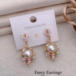 Elegant pearl floral drop earrings