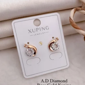 AD diamond rose gold crystal swirl stud earrings