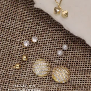 Five pair round crystal butti earrings pack for daily wear