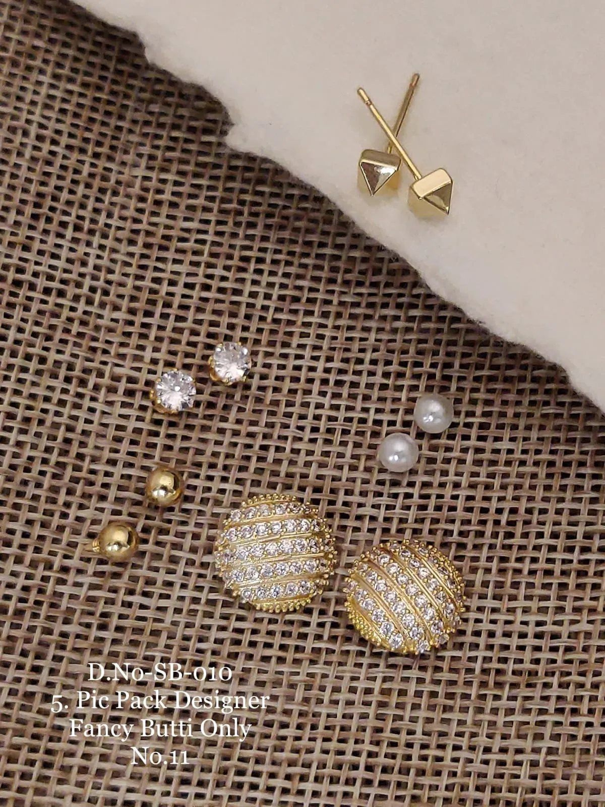 Five pair round crystal butti earrings pack for daily wear