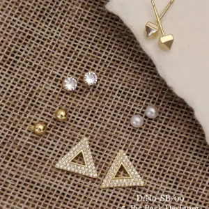 Five pair triangle open design stud earrings pack