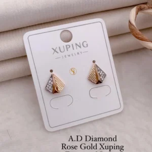 AD diamond rose gold geometric designer earrings
