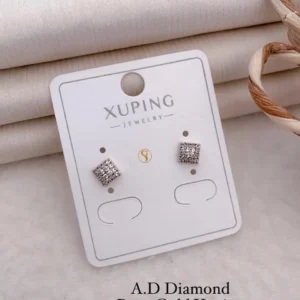 AD diamond rose gold star pattern oval earrings