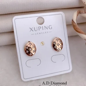 AD diamond rose gold triangle sparkle earrings