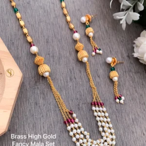Graceful multicolor gold pearl fancy mala set for special occasions