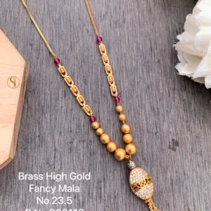 Brass high gold matte finish bead pendant fancy mala for women