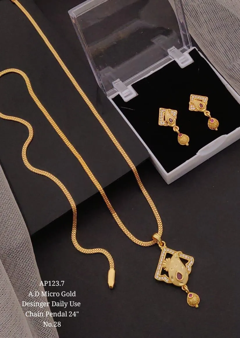 elegant gold micro ad daily wear pendant set