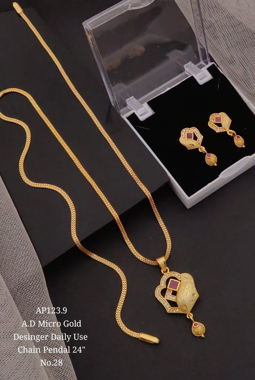 classic heart shape ad gold pendant set for daily use