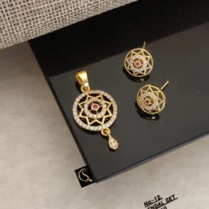 Round mandala ad pendant set for traditional look