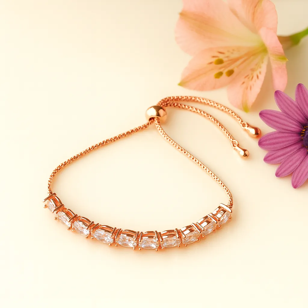 Rose gold bracelet with oval shimmer stones