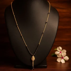 Traditional gold plated mangalsutra with round beaded pendant