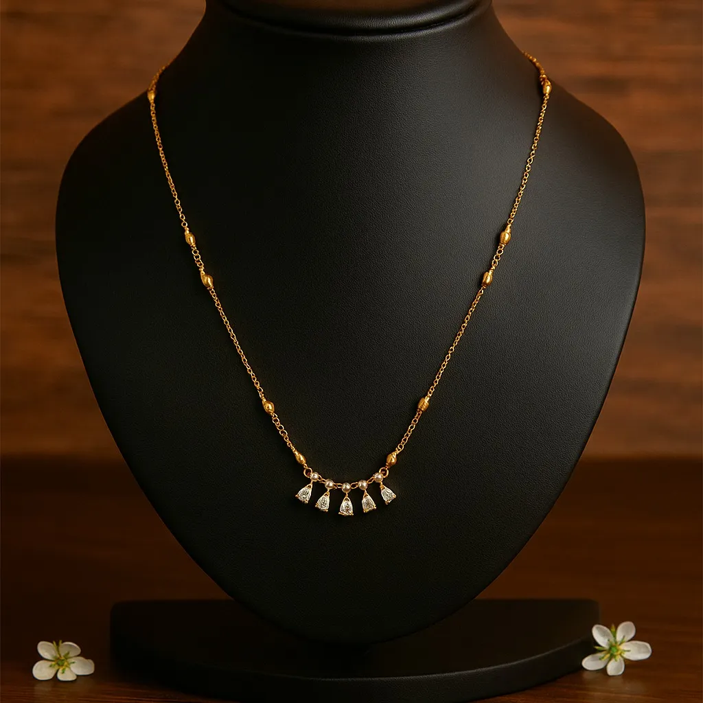 Modern gold plated mangalsutra with crystal drop pendant