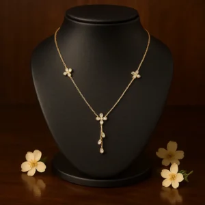 Flower cluster pendant necklace with designer chain in gold polish