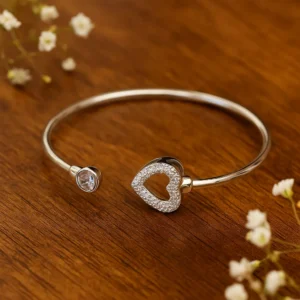 Heart Shape Crystal Silver Bracelet