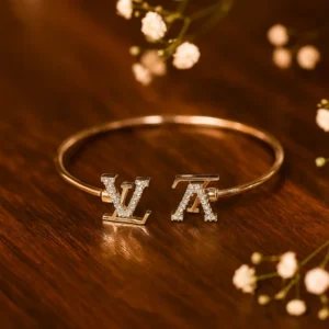 LV Initial Letters Stylish Silver Bracelet