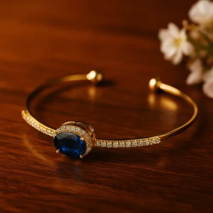 Royal Blue Sapphire Stone Golden Bracelet